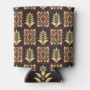 Enfriador De Latas Floral tribal: Elegancia de patrón vintage