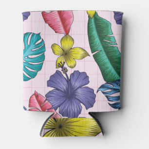 Enfriador De Latas Floral tropical: patrón de hojas sin soldadura