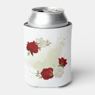 Enfriador De Latas Floral verde blanco rojo 