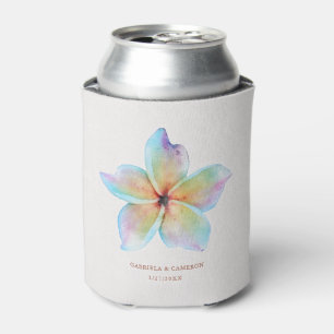 Enfriador De Latas Floral Watercolor Plumeria Terracotta Boda