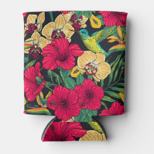 Enfriador De Latas Florales Tropicales y Colibrí - Botanica de Verano