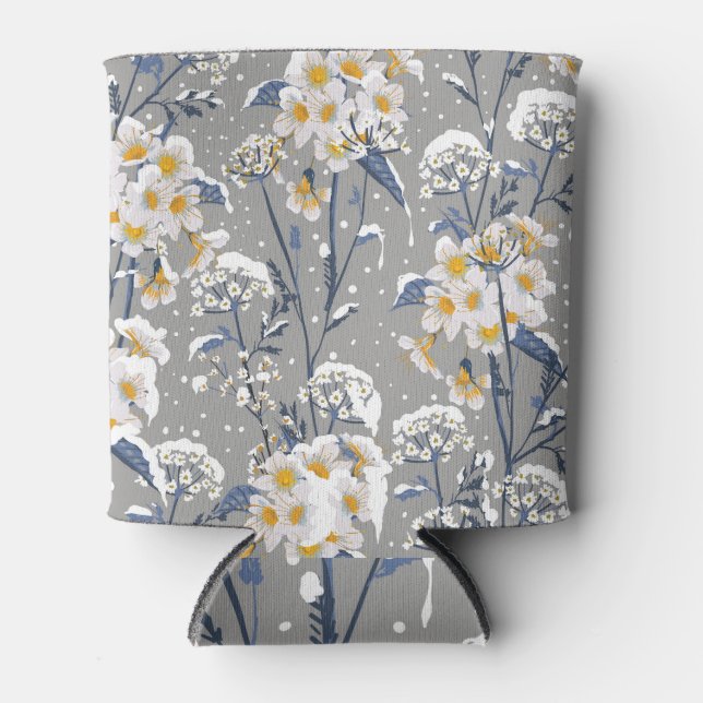 Enfriador De Latas Florecimiento del Invierno: Delicado Patrón Floral (Anverso)