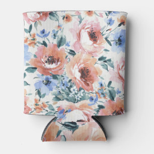 Enfriador De Latas Flores acuarelas, ilustracion sin costura.