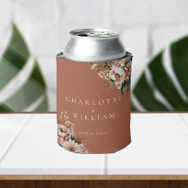 Enfriador De Latas Flores acuáticas Boho Terracotta Favores De Boda