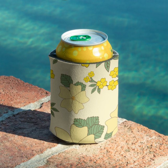 Enfriador De Latas Flores Amarillas, Patrón Floral, Patrón De Flores (Piscina in situ)