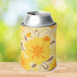 Enfriador De Latas Flores amarillas retro Sunshine floral