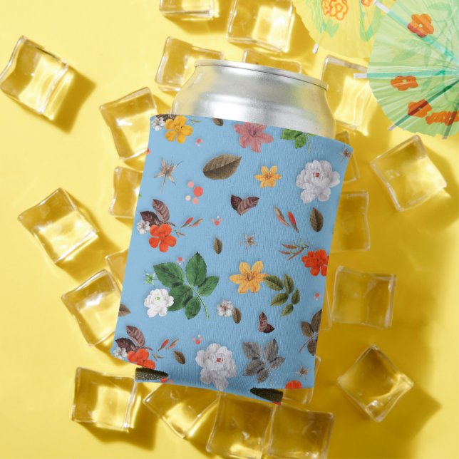 Enfriador De Latas Flores amarillas y rosas blancas 18 (Verano in situ)