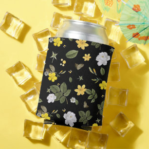 Enfriador De Latas Flores amarillas y rosas blancas 2