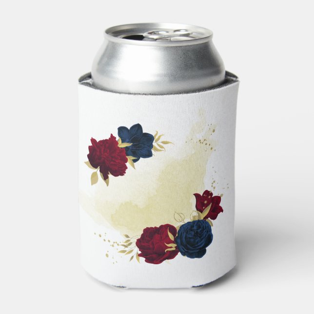 Enfriador De Latas flores azul marino y rojo (Lata Anverso)