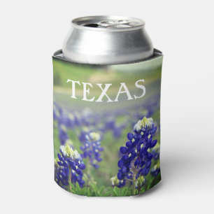 Enfriador De Latas Flores azules azul Texas texan Floral