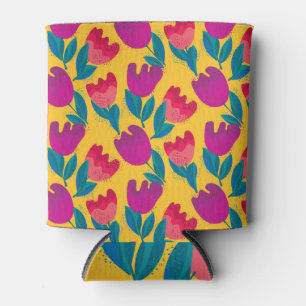 Enfriador De Latas Flores Brillantes De Tulipanes: Elegante Sin Marea