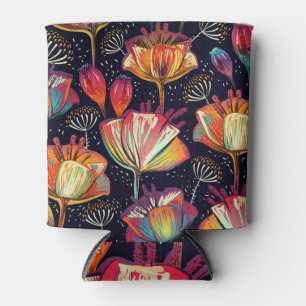 Enfriador De Latas Flores coloridas Plantas Patrón de cosecha