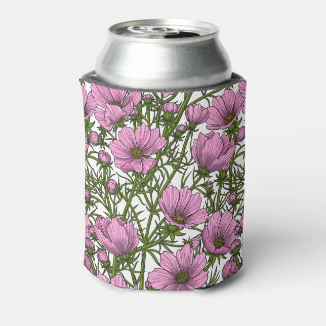 Enfriador De Latas Flores Cosmos rosadas (Reverso de la lata)