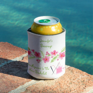 Enfriador De Latas Flores de Cerezo Pintadas a Mano Bordado Personali