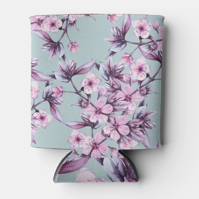 Enfriador De Latas Flores de cerezo rosa: rama de fondo acuarela (Anverso)