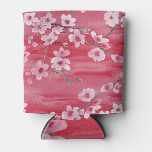 Enfriador De Latas Flores de cerezo, sin costura, patrón de acuarela.