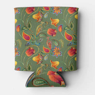 Enfriador De Latas Flores de color paisley, sin fisuras de motivos in