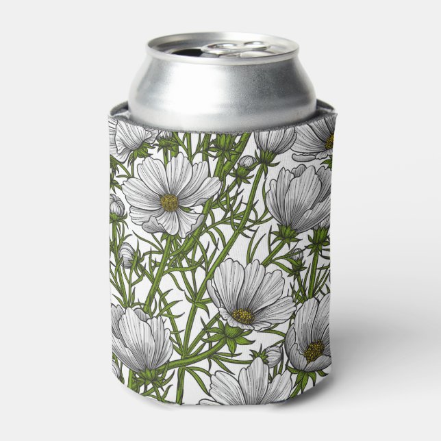 Enfriador De Latas Flores de cosmos blancos (Lata Anverso)