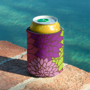 Enfriador De Latas Flores de Dahlia, flores de colores, patrón floral