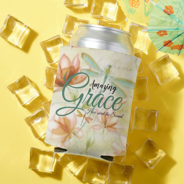 Enfriador De Latas Flores de gracia asombrosas y libélula (Verano in situ)