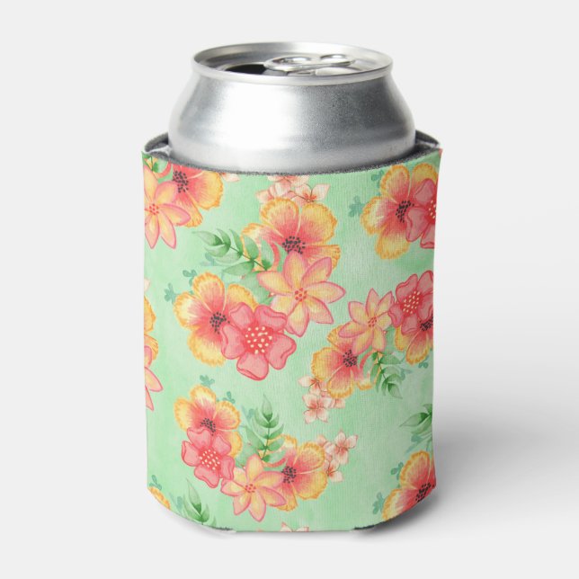 Enfriador De Latas Flores de Hawái (Lata Anverso)