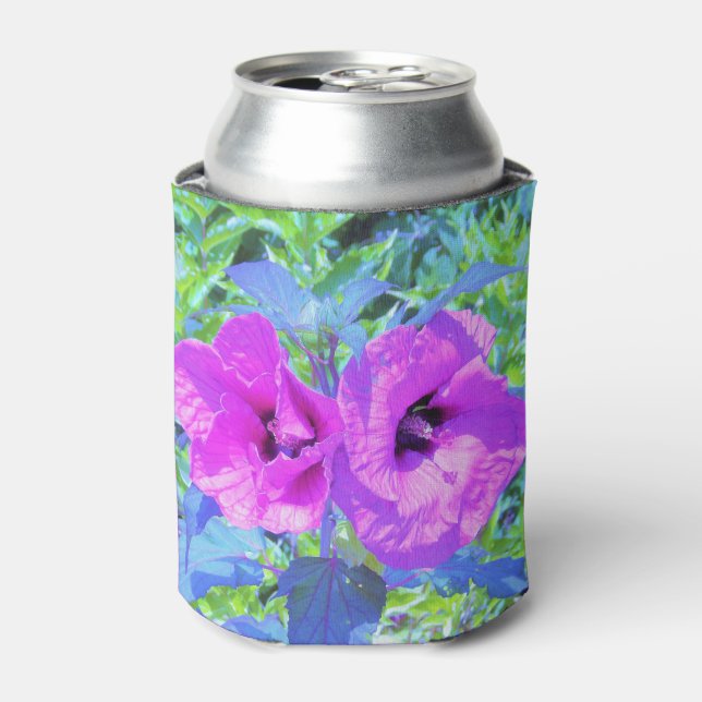 Enfriador De Latas Flores de Hibiscus púrpura ultravioleta (Lata Anverso)