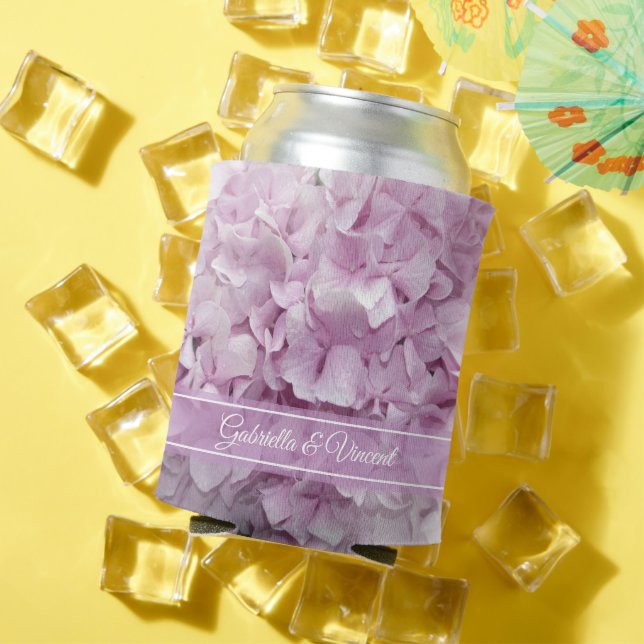 Enfriador De Latas Flores de hidrangea rosa suave favorece la boda (Verano in situ)
