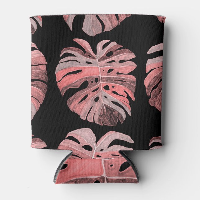 Enfriador De Latas Flores De Hojas Tropicales: Creativa Sin Marea. (Anverso)