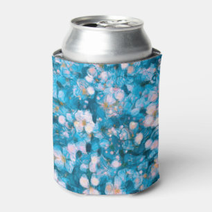 Enfriador De Latas Flores de Impresionismo Azul