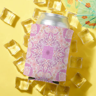 Enfriador De Latas Flores de jardín retro en rosa