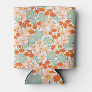 Enfriador De Latas Flores de jardín: rosa, naranja sin costuras