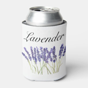 Enfriador De Latas Flores de lavanda acuarela hierbas púrpura chic