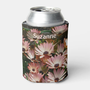 Enfriador De Latas Flores de margarita rosada personalizadas