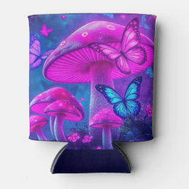 Enfriador De Latas Flores de mariposas y hongos-Fiarycore