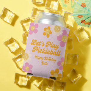 Enfriador De Latas Flores de Naranja rosado Groovy Retro Fiesta de pe