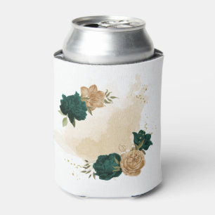Enfriador De Latas flores de oro verde esmeralda y beige