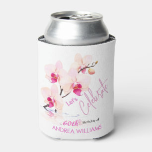 Enfriador De Latas Flores de orquídea florecen cumpleaños 60