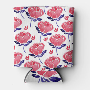 Enfriador De Latas Flores de primavera, acuarela sin costuras.