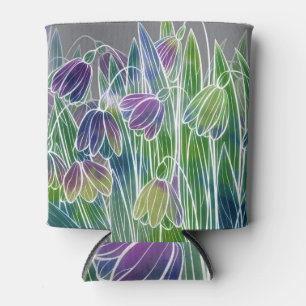 Enfriador De Latas Flores de primavera, hierbas, acuarela sin costura