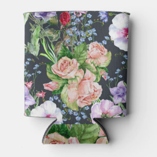 Enfriador De Latas Flores de ramo: acuarela sin costura.