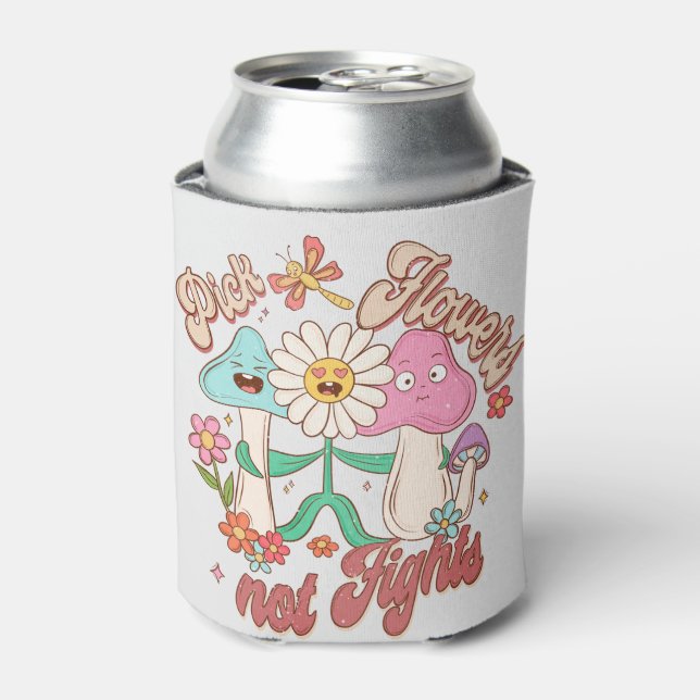 Enfriador De Latas Flores escogidas, no peleas | Musambre y floral (Lata Anverso)