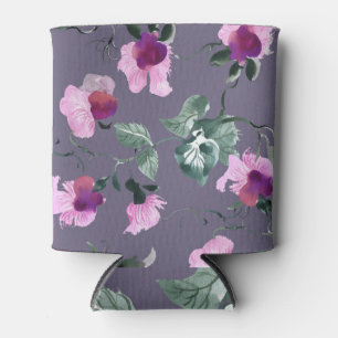 Enfriador De Latas Flores moradas: acuarela sin costuras.