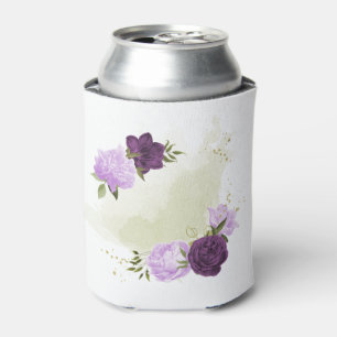 Enfriador De Latas flores moradas hojas verdes