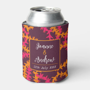 Enfriador De Latas Flores Naranjas Rosadas Favor de Boda en Playa de
