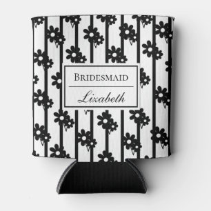 Enfriador De Latas Flores negras modernas con patrón de líneas vertic