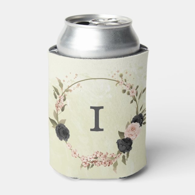 Enfriador De Latas flores negras rosadas (Lata Anverso)