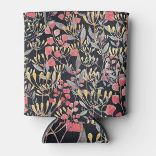 Enfriador De Latas Flores praderas, acuarela sin costuras.