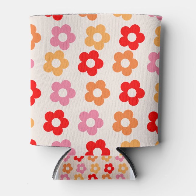 Enfriador De Latas Flores retro 60 años 70 hippie (Anverso)