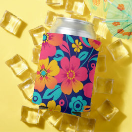 Enfriador De Latas Flores retro brillantes y audaces-Estilo dopaminér