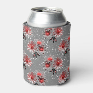 Enfriador De Latas Flores rojas en gris